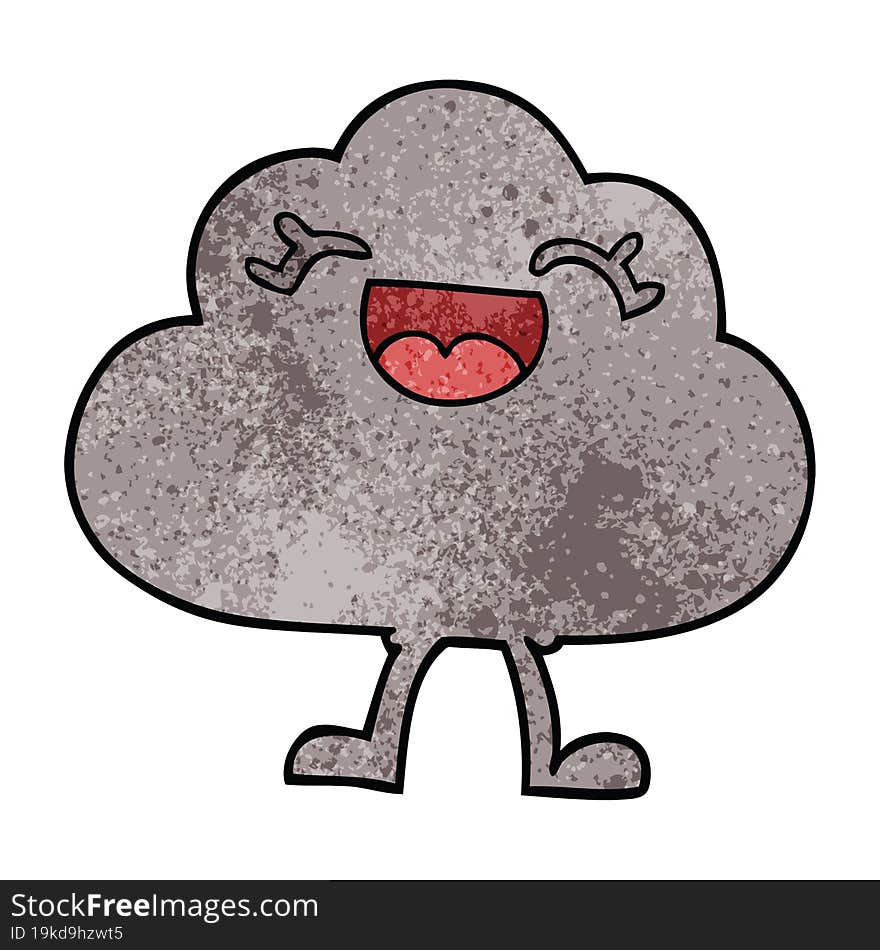 Cartoon Doodle Happy Grey Cloud