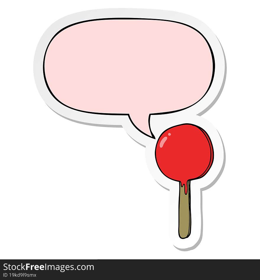 cartoon lollipop and speech bubble sticker