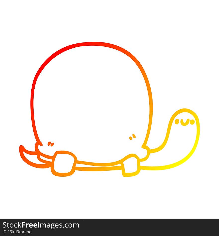 warm gradient line drawing of a cute cartoon tortoise