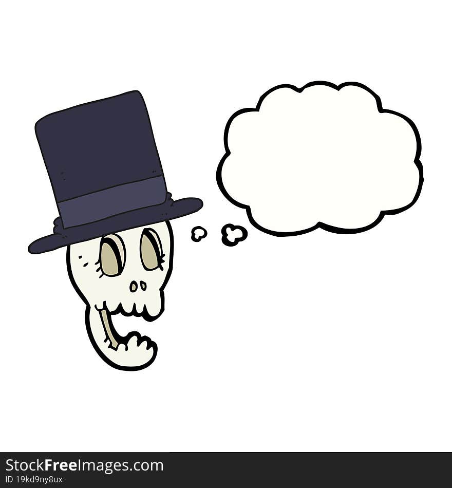 Thought Bubble Cartoon Skull Wearing Top Hat