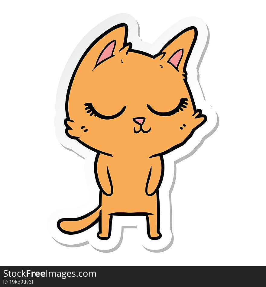 sticker of a calm cartoon cat