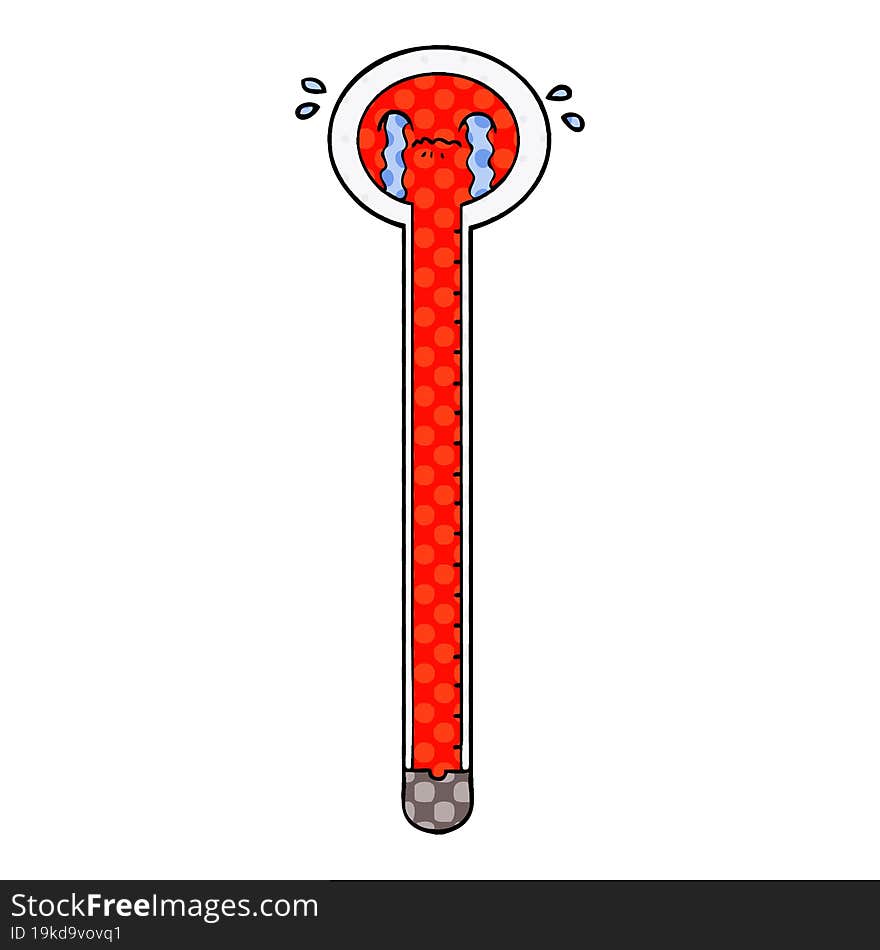 cartoon thermometer crying. cartoon thermometer crying