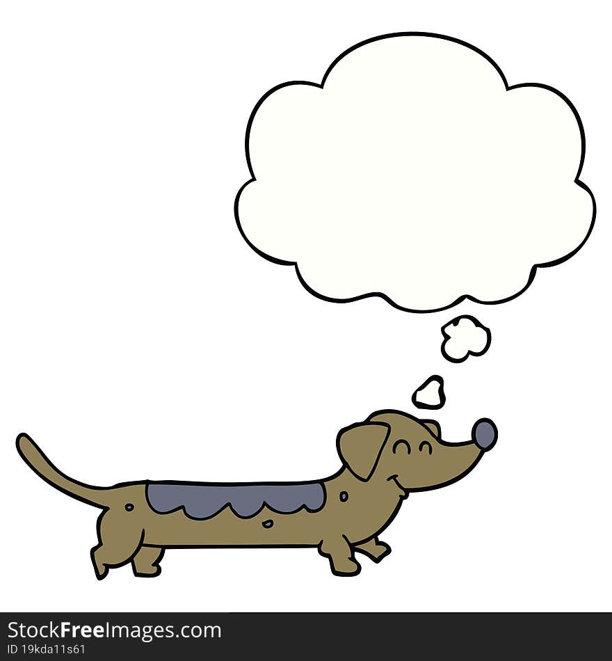 cartoon dog with thought bubble. cartoon dog with thought bubble