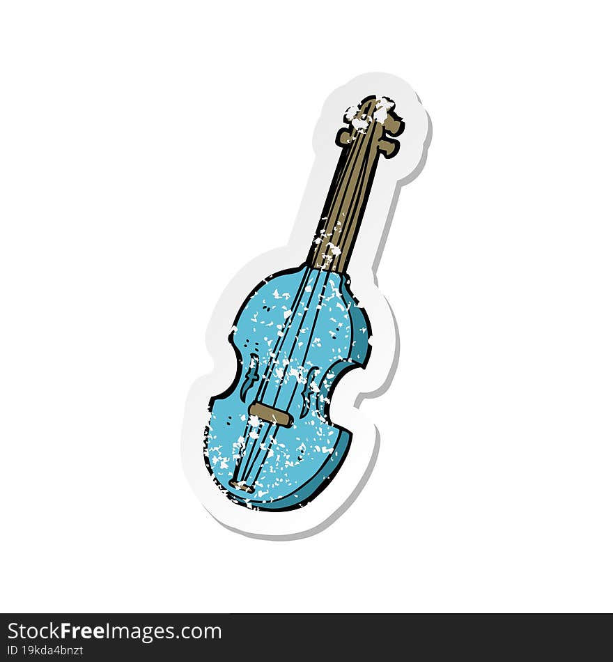 retro distressed sticker of a cartoon violin