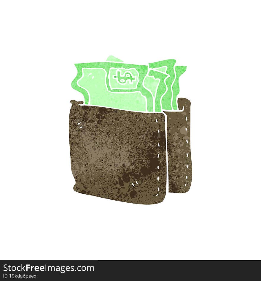 cartoon wallet full of cash