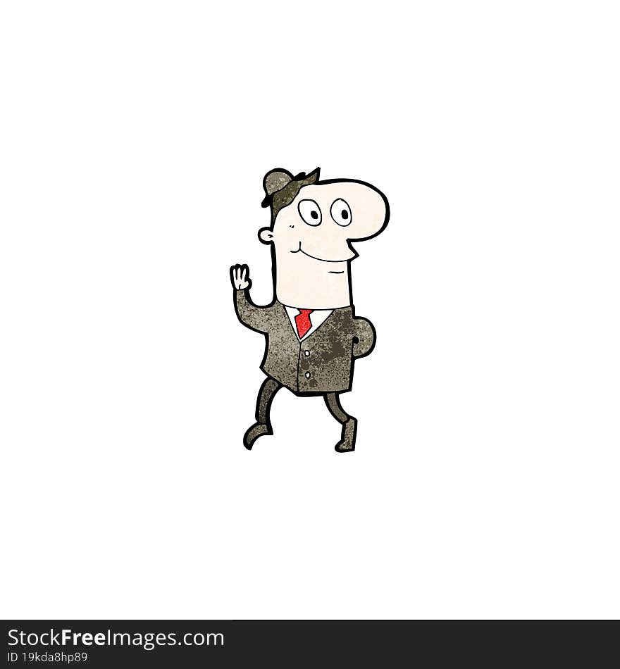 cartoon businessman walking to work