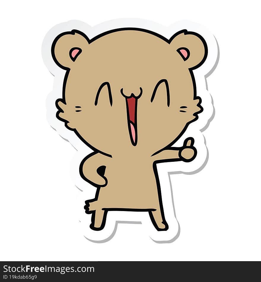 sticker of a happy bear cartoon