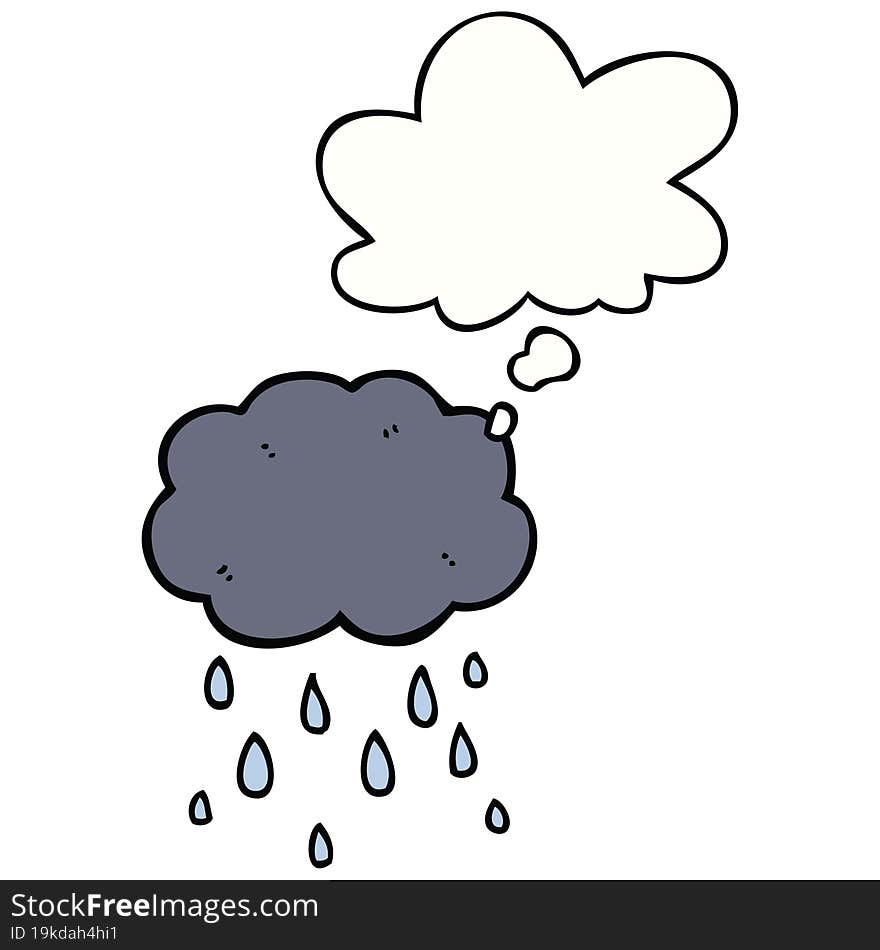 cartoon cloud raining and thought bubble