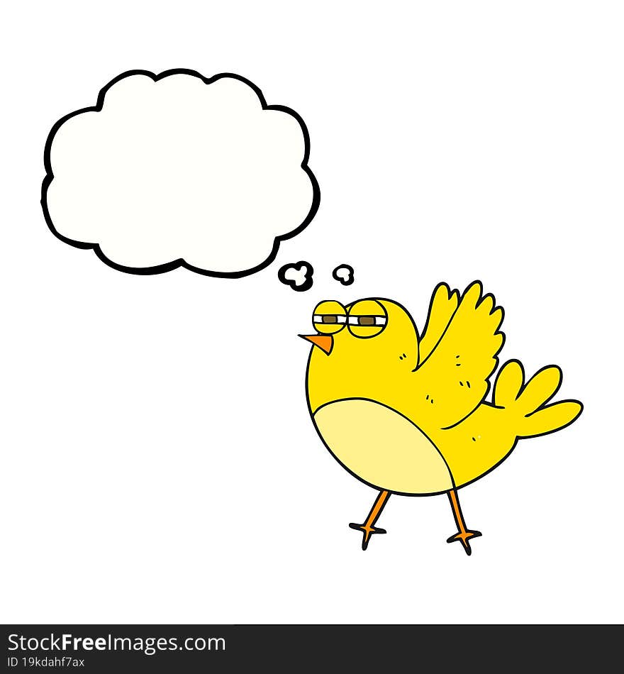 freehand drawn thought bubble cartoon bird