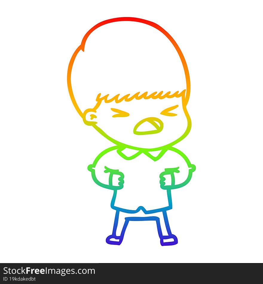 rainbow gradient line drawing cartoon stressed man