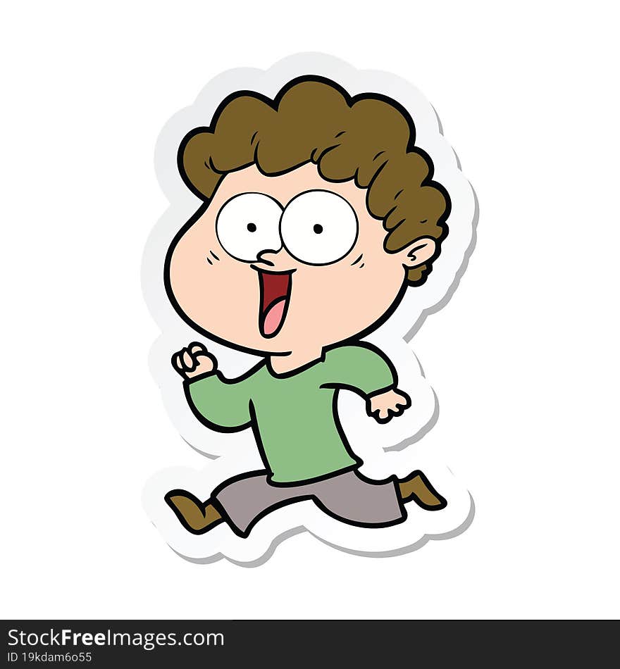 sticker of a cartoon happy man