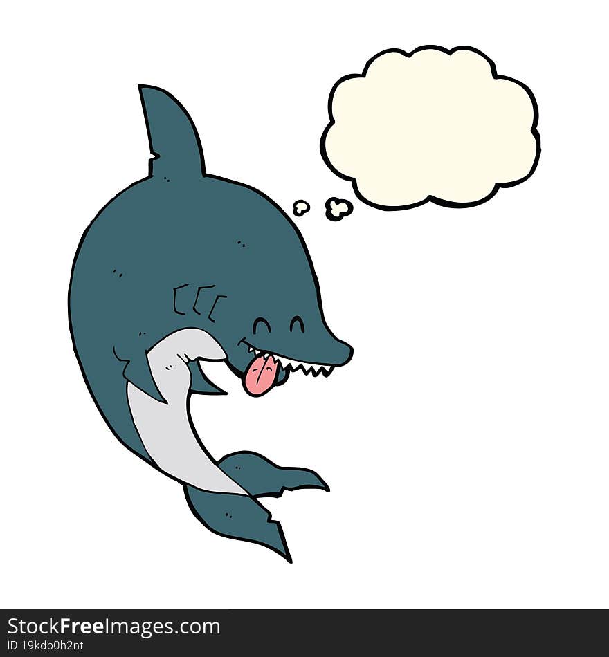 funny cartoon shark with thought bubble