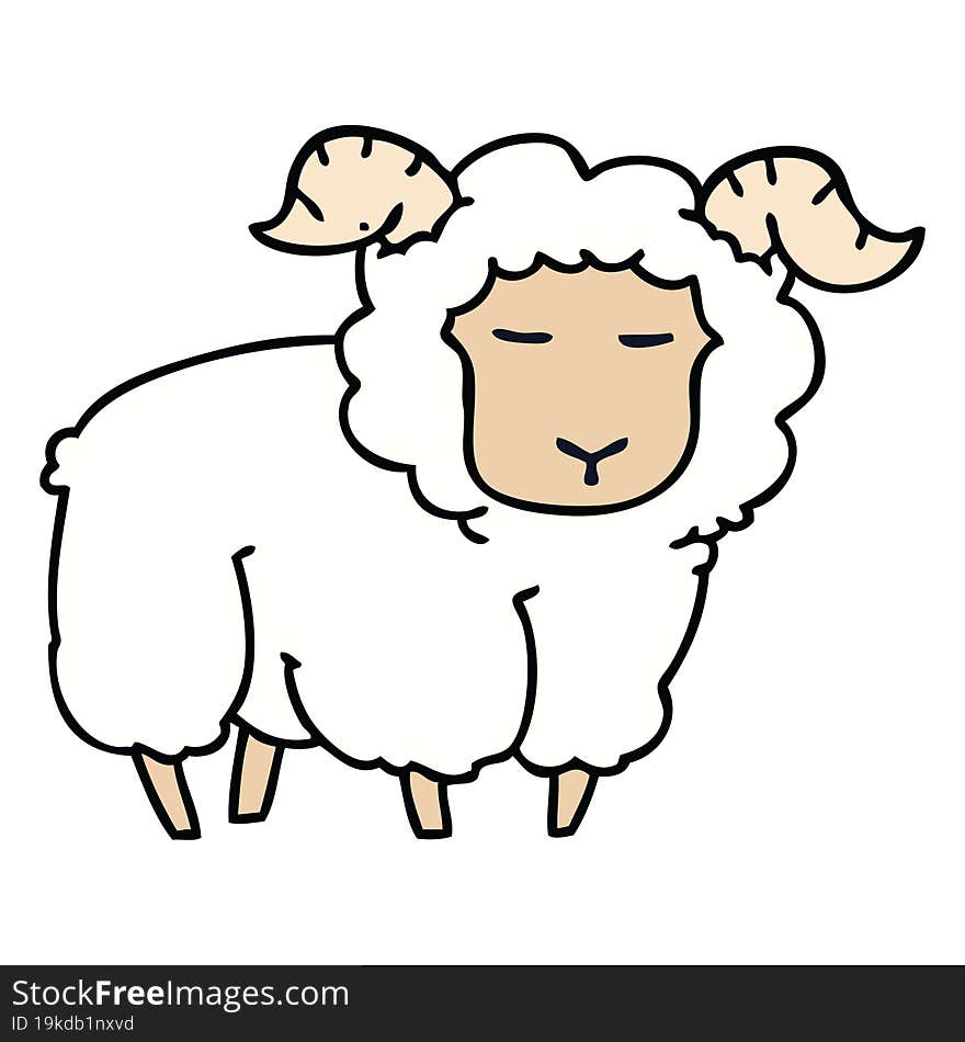 Quirky Hand Drawn Cartoon Ram