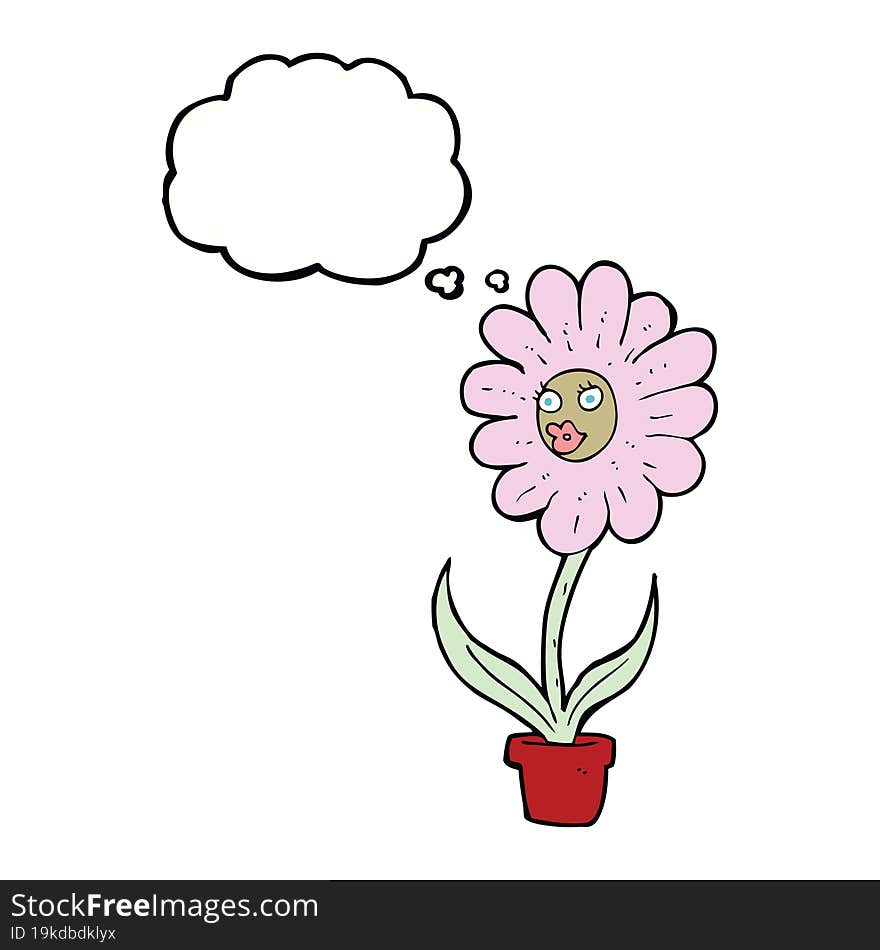 Cartoon Flower With Thought Bubble