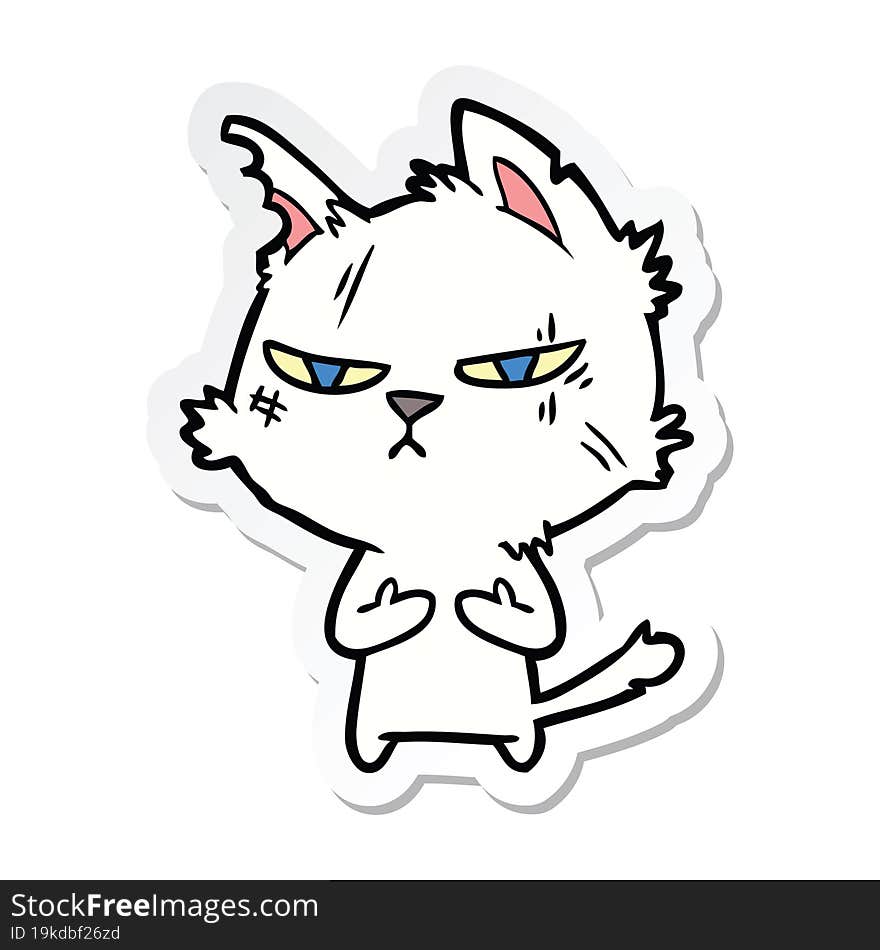 sticker of a tough cartoon cat