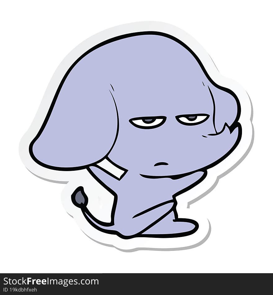 sticker of a annoyed cartoon elephant