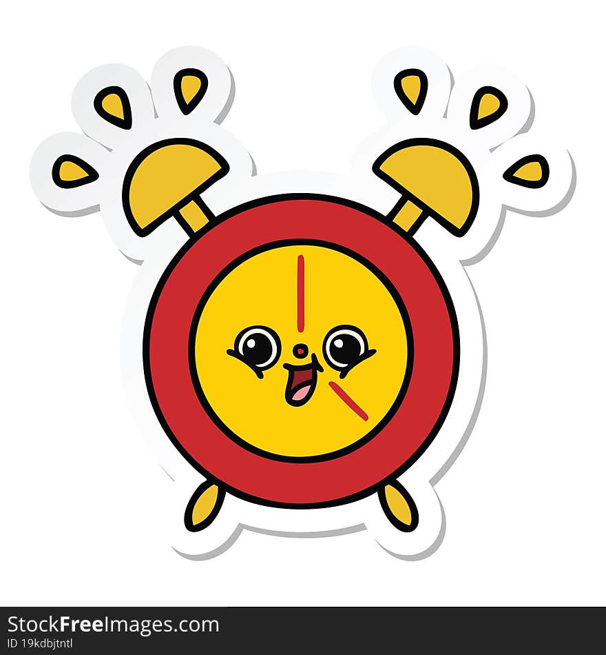 sticker of a cute cartoon alarm clock