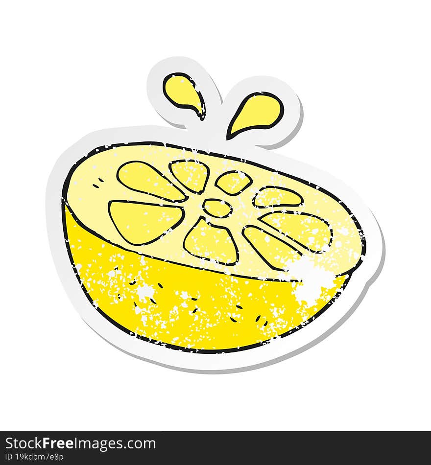 retro distressed sticker of a cartoon lemon