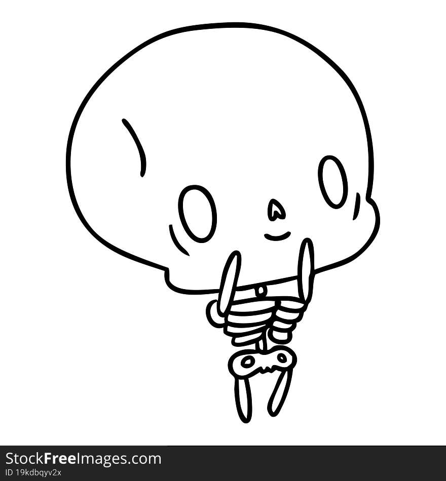 line drawing kawaii cute dead skeleton