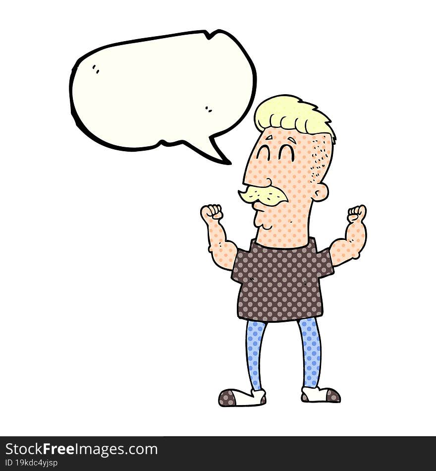 comic book speech bubble cartoon celebrating man