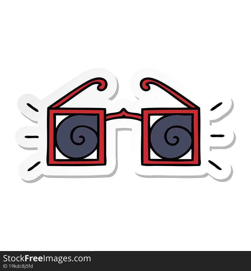 sticker of a cute cartoon hypnotic glasses