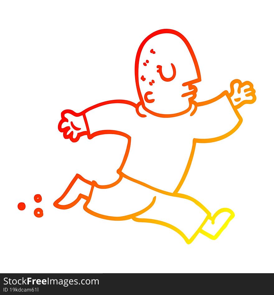 warm gradient line drawing cartoon man running