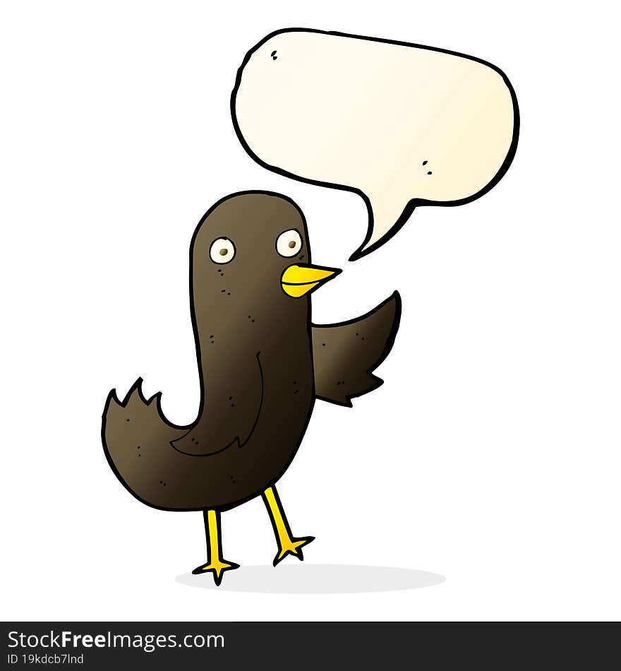 funny cartoon bird with speech bubble