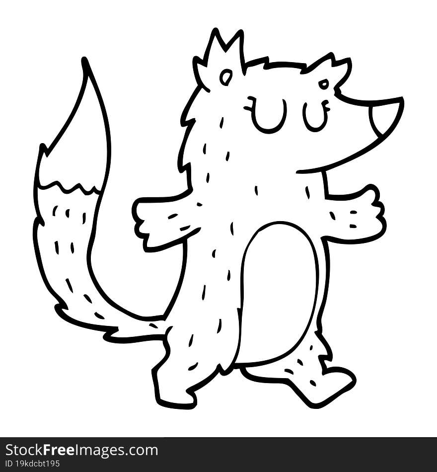 line drawing cartoon wolf