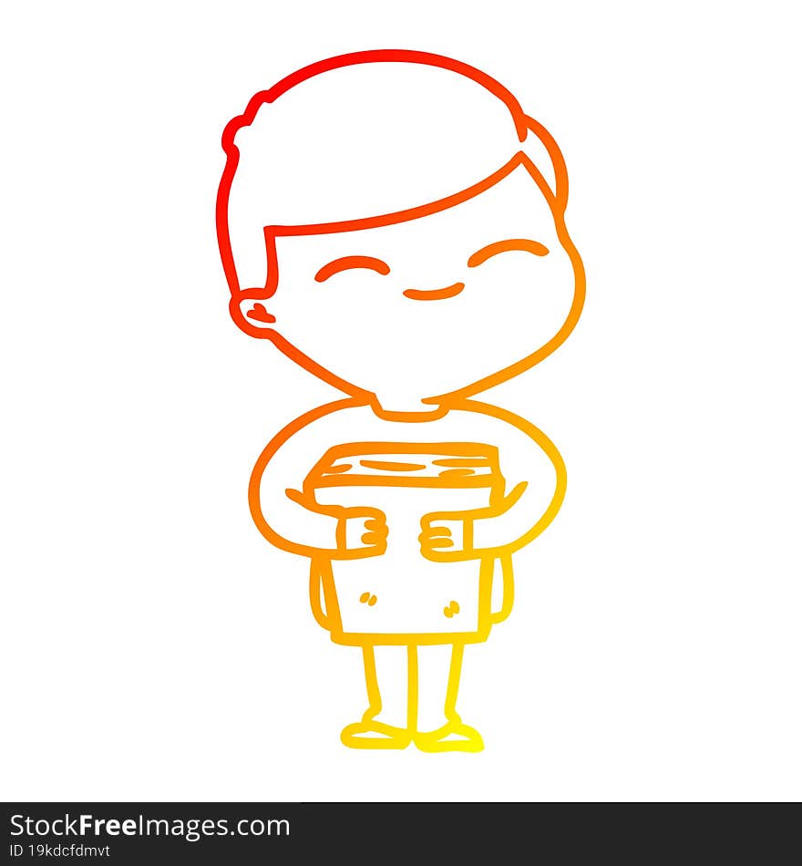 warm gradient line drawing cartoon smiling boy