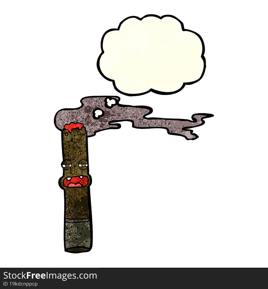 cartoon cigar character with thought bubble