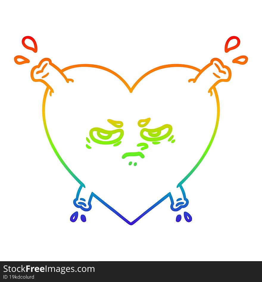 rainbow gradient line drawing of a cartoon heart