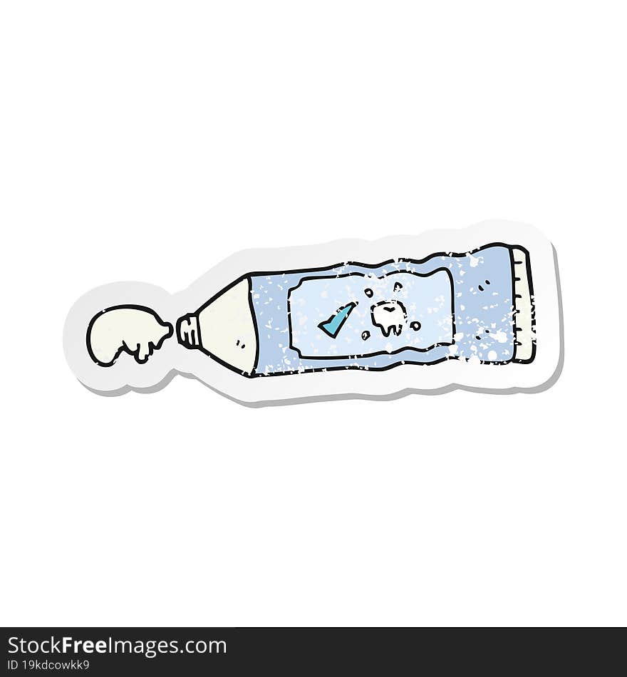 Retro Distressed Sticker Of A Cartoon Toothpaste