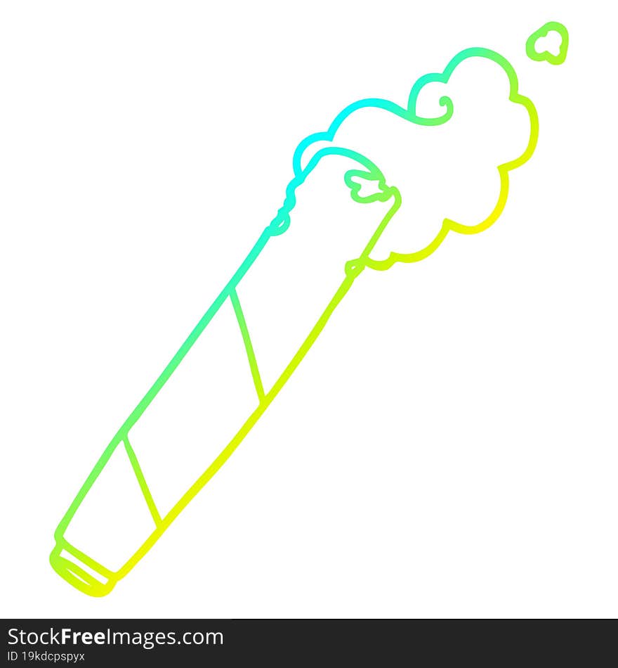 cold gradient line drawing cartoon rolled cigarette