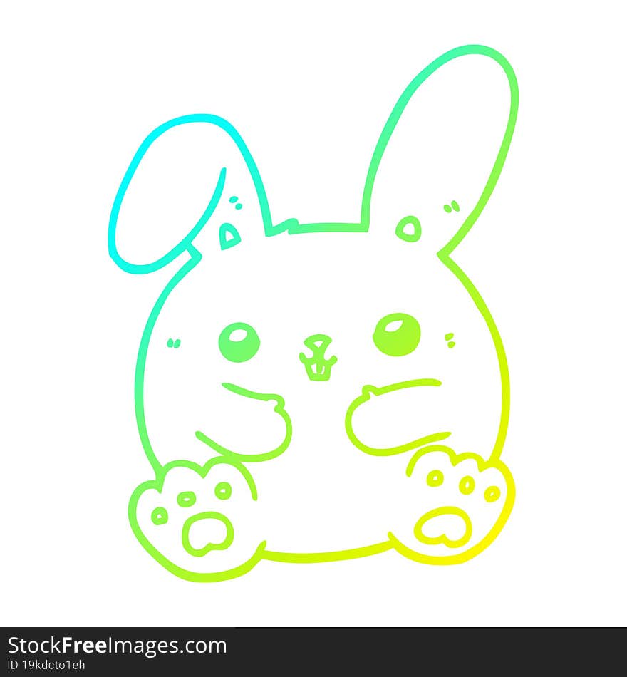 Cold Gradient Line Drawing Cartoon Rabbit