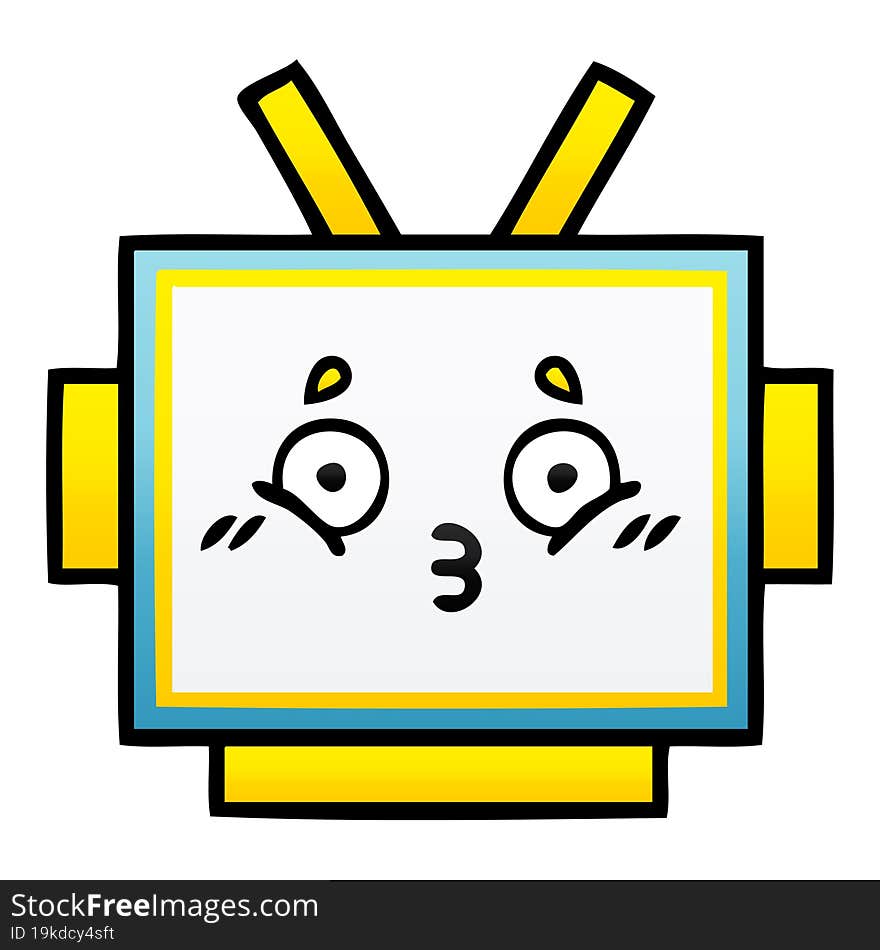 Gradient Shaded Cartoon Robot Head