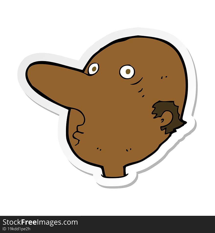 sticker of a cartoon balding man