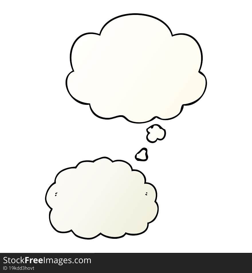 cartoon cloud and thought bubble in smooth gradient style