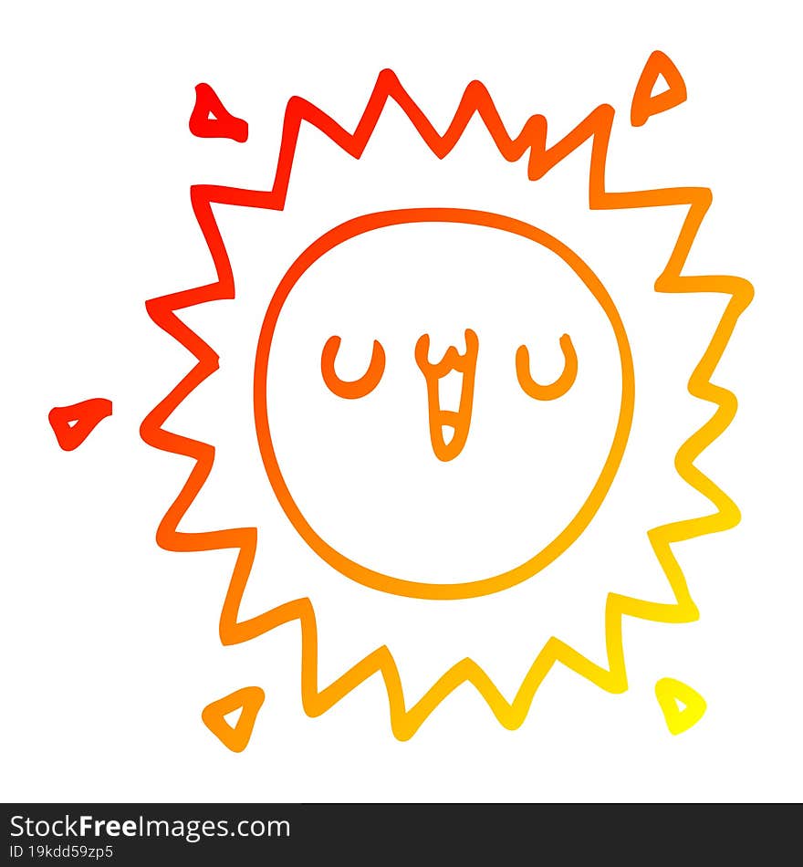 warm gradient line drawing cartoon sun