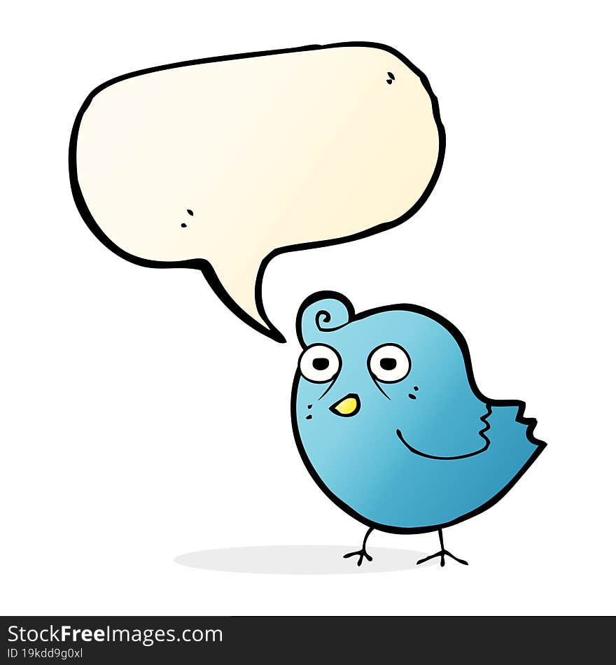 funny cartoon bird with speech bubble