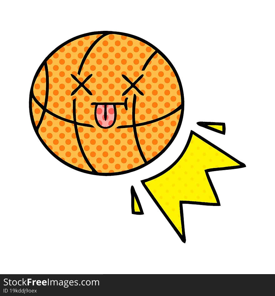 comic book style cartoon of a basketball