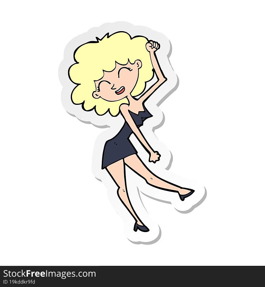 Sticker Of A Cartoon Dancing Woman