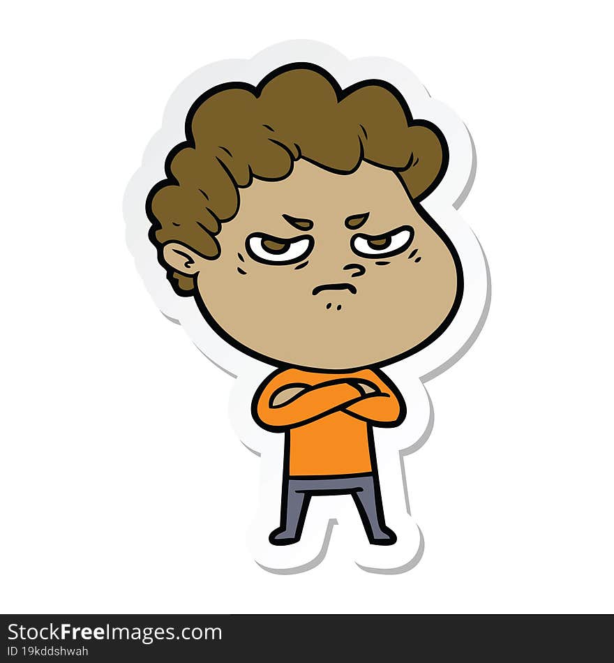 sticker of a cartoon angry man