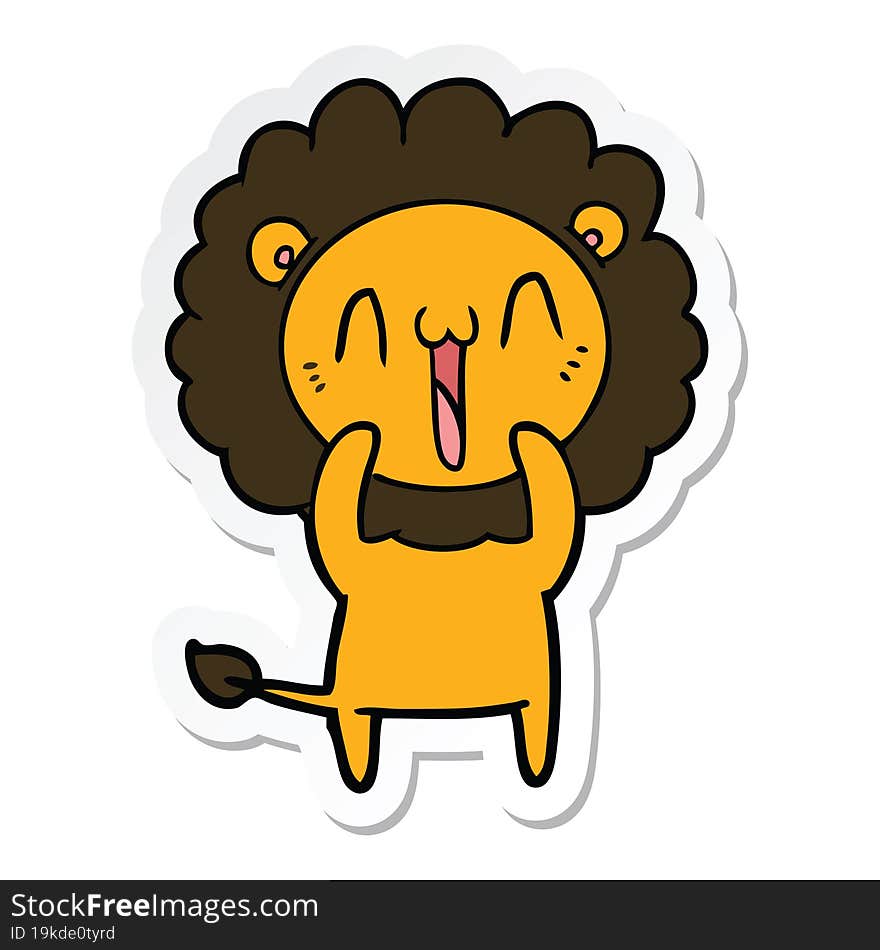 sticker of a happy cartoon lion