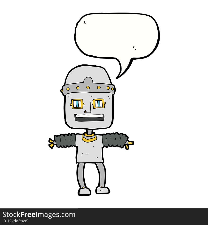 cartoon robot with speech bubble