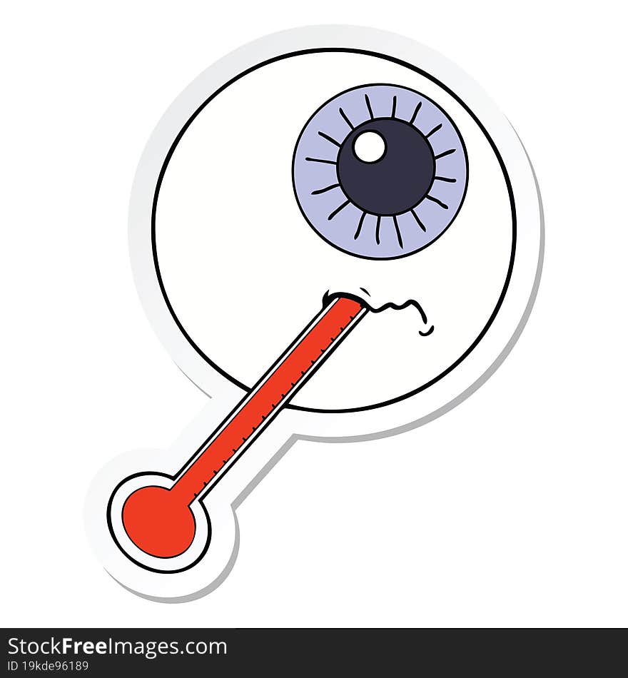 sticker of a cartoon ill eyeball