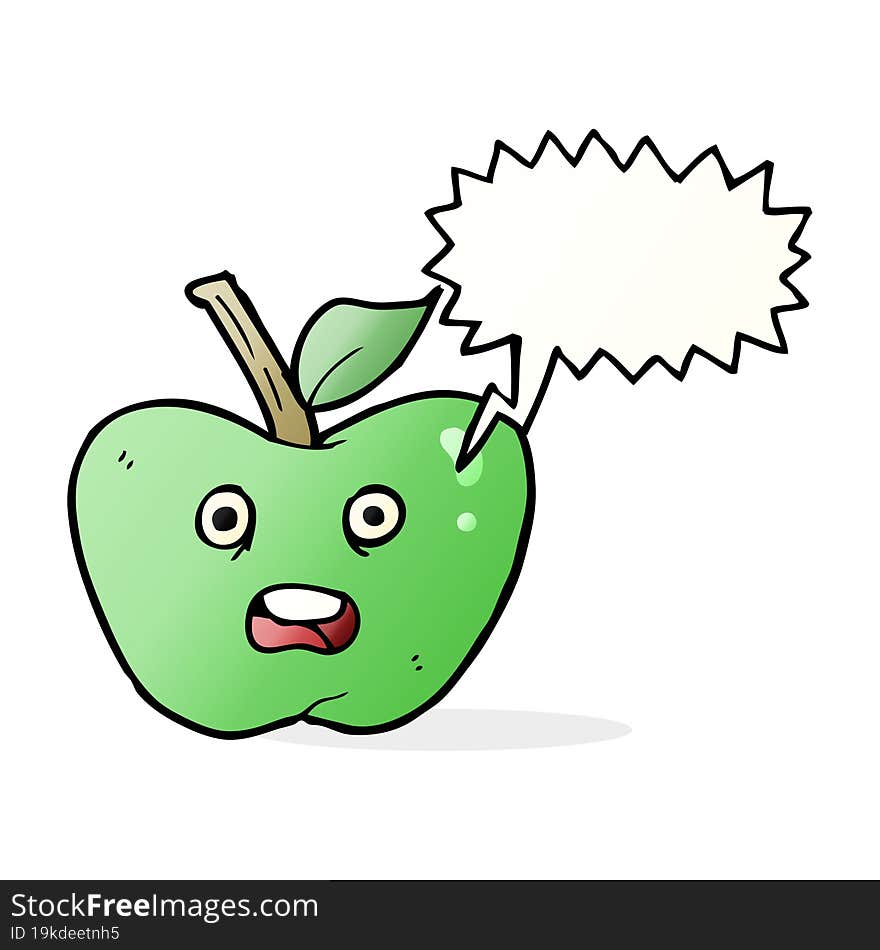 cartoon apple with speech bubble