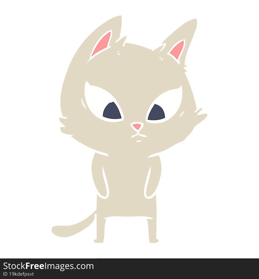 confused flat color style cartoon cat