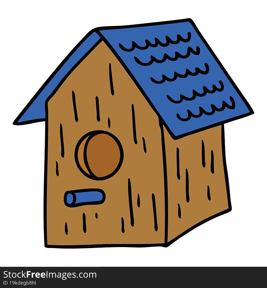 hand drawn cartoon doodle of a wooden bird house