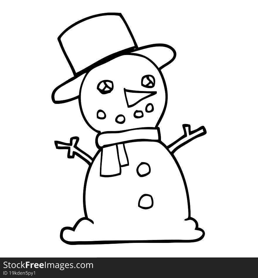 line drawing cartoon traditional snowman