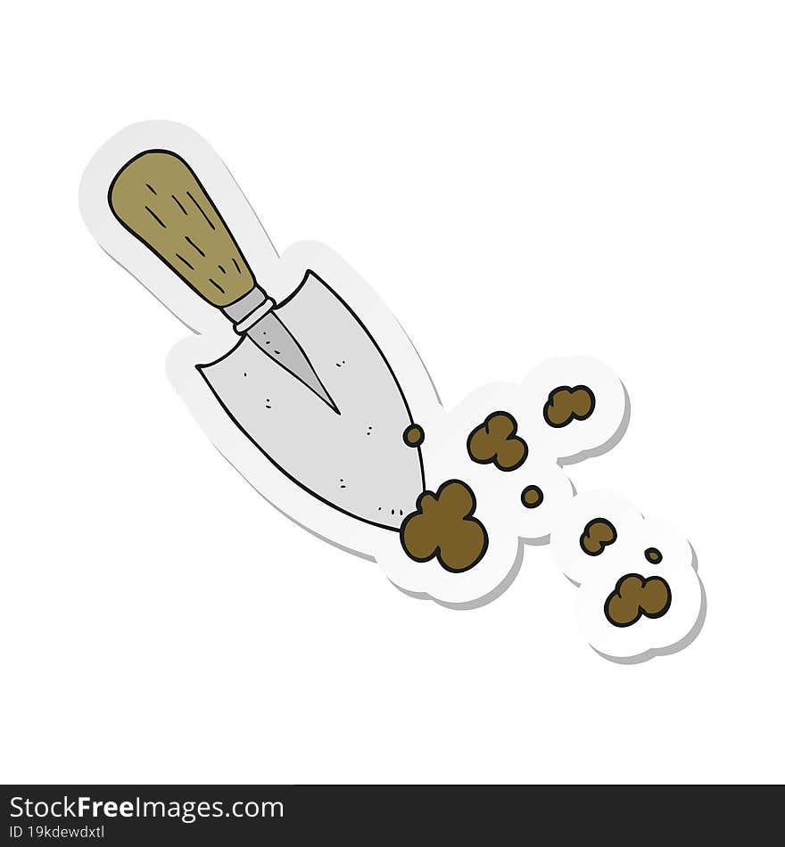 Sticker Of A Cartoon Garden Trowel